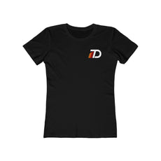 Printify T-Shirt Solid Black / S Boyfriend Tee for Women — Minimal Racing 'D' Logo Graphic T-Shirt