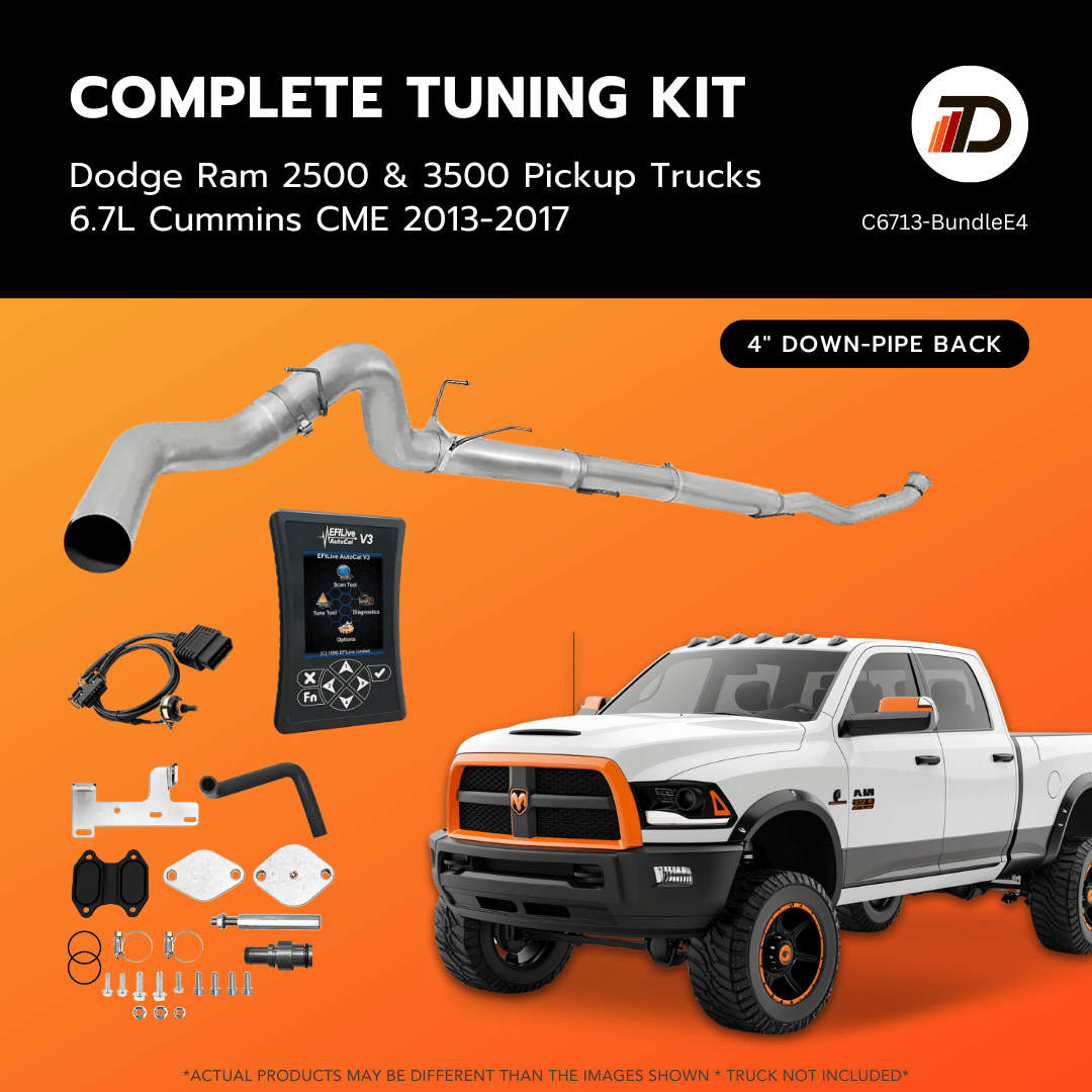 Tuner Depot All-in-one Kit 2013-2017 6.7L RAM Cummins (CME) / 4-inch Downpipe Back / 409 Stainless Steel Ram Cummins 6.7L All-in-One DPF/DEF/EGR Delete Kit (2013-2021)