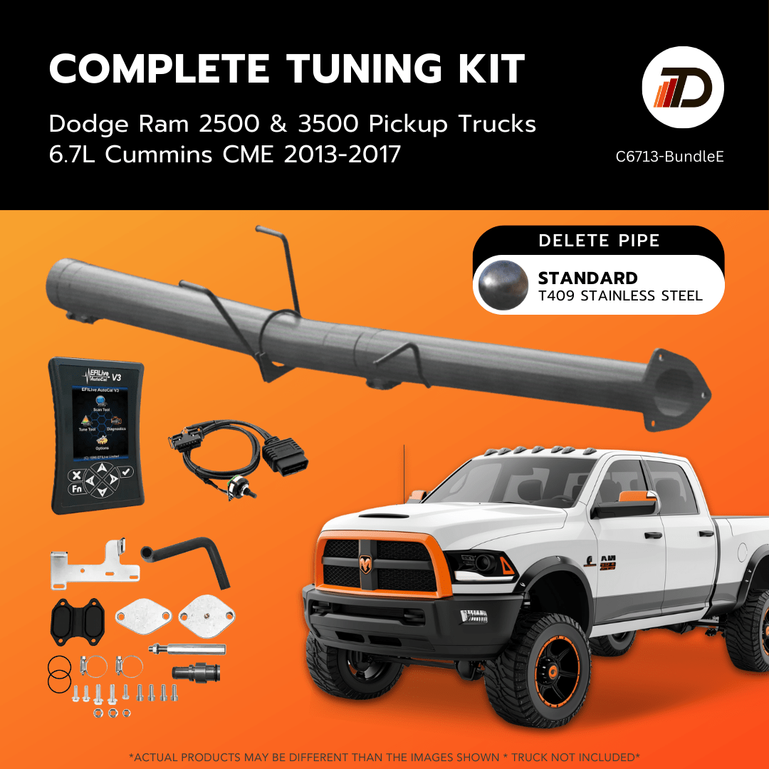 Tuner Depot All-in-one Kit 2013-2017 6.7L RAM Cummins (CME) / Delete Pipe / 409 Stainless Steel Ram Cummins 6.7L All-in-One DPF/DEF/EGR Delete Kit (2013-2021)