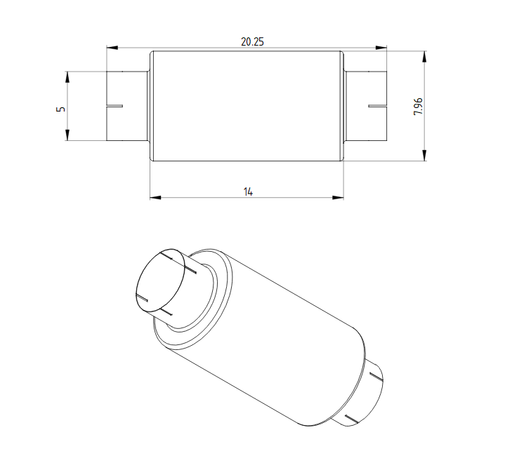 5" T304 Stainless Steel Polished Diesel Muffler
