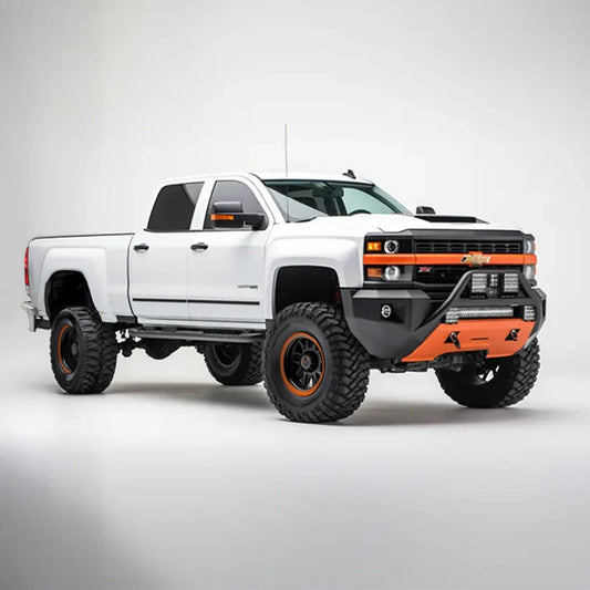 A modified Duramax L5P pickup truck with a duramax delete kit installed