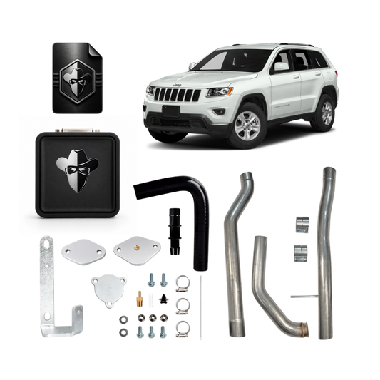3.0L EcoDiesel delete kit with Black Bandit Tunes, tuner, EGR delete components and exhaust pipes for Jeep EcoDiesel