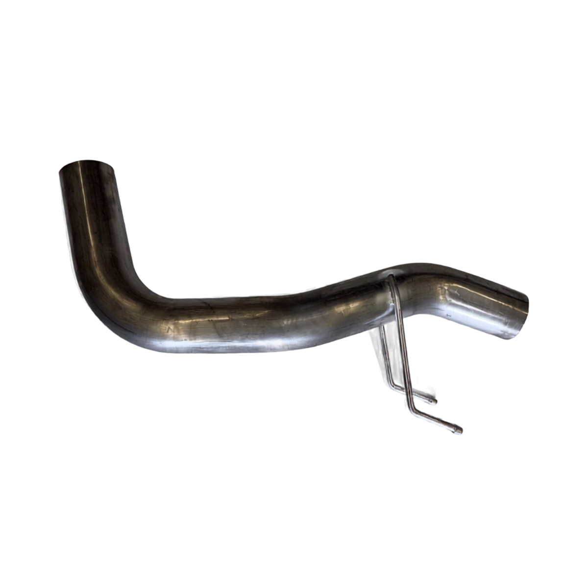 Bent 6.7 Powerstroke exhaust pipe section with mounting hanger