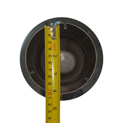 Measuring 4 Inch diesel muffler inlet and outlet diameter from the end with tape measure