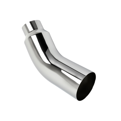 Chrome exhaust tip, 5 to 7,  angled view on a white background