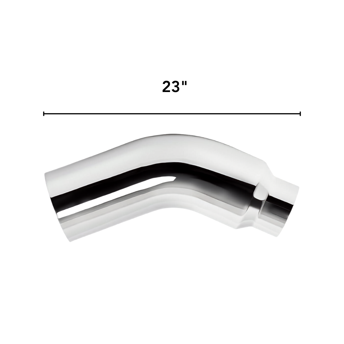 23-inch Chrome exhaust tip side profile