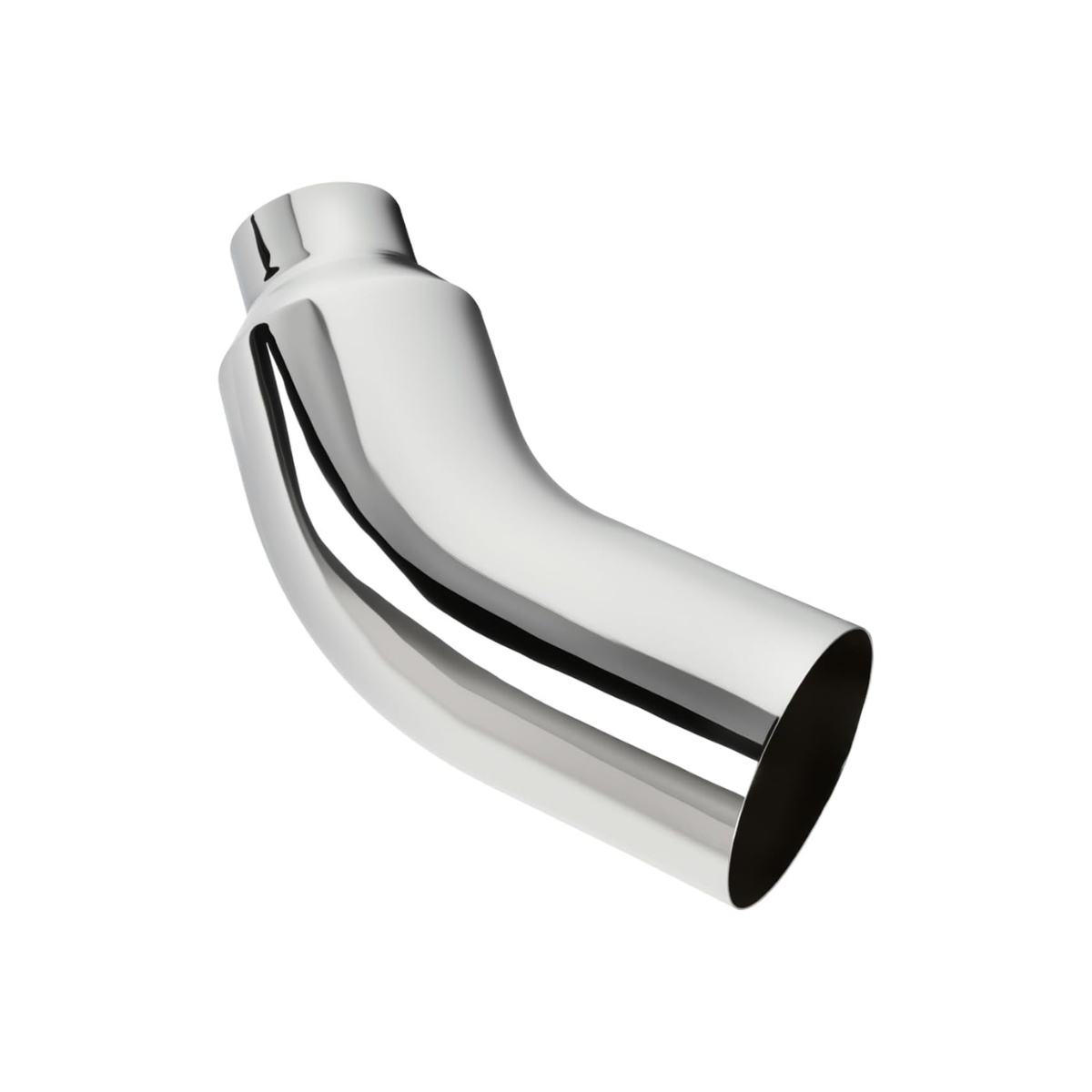 Chrome Exhaust tips for 5 inch exhaust tailpipe displayed on a white background 