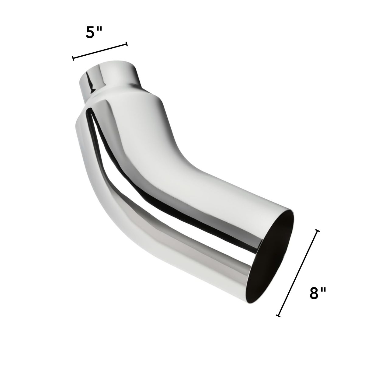Chrome exhaust tip with 5 inch inlet and 8 inch outlet dimensions