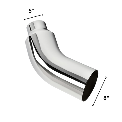 Chrome exhaust tip with 5 inch inlet and 8 inch outlet dimensions