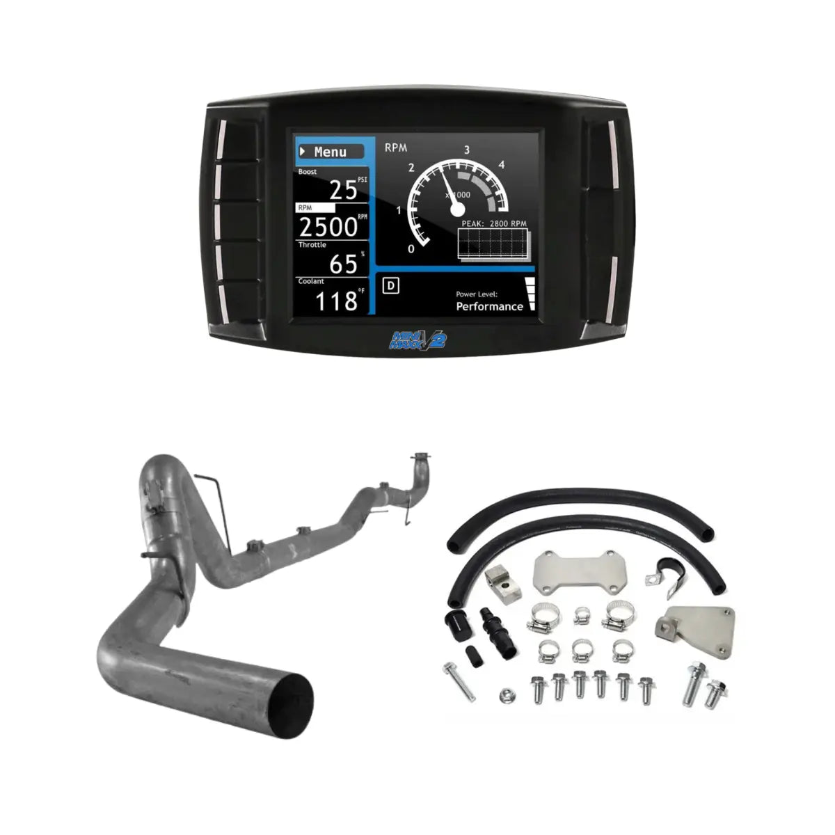 6.6L Duramax LML delete kit with tuner, EGR components and 5-inch exhaust system