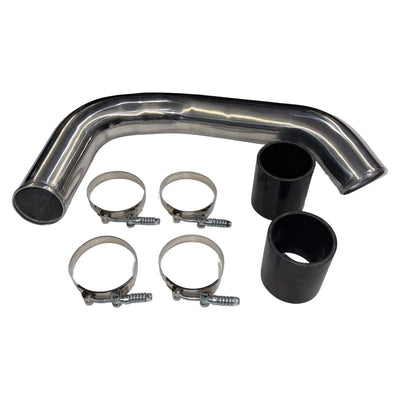 2010 Ford 6.4L Powerstroke cold side intercooler charge pipe kit with silicone couplers and clamps.