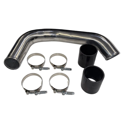 2010 Ford 6.4L Powerstroke cold side intercooler charge pipe kit with silicone couplers and clamps.