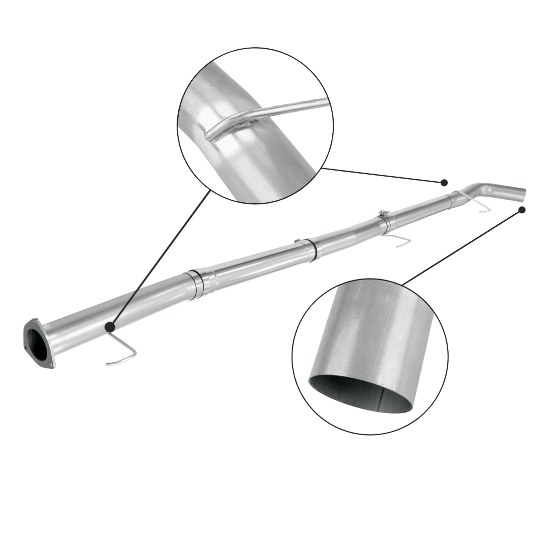 6.7 Cummins CAT DPF Delete pipe with close-up details on a white background