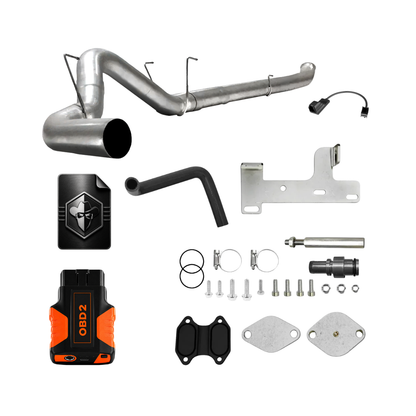 2023 6.7 Cummins Delete Kit with an mpvi tuner, egr delete block off plates, 4 inch exhaust pipe and a black bandit digital tune file icon