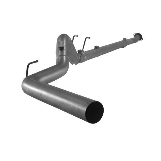 6.7L Powerstroke Cab Chassis downpipe-back exhaust system for 2011–2019 Ford Super Duty trucks, shown fully assembled with bent exhaust piping and mounting hangers.