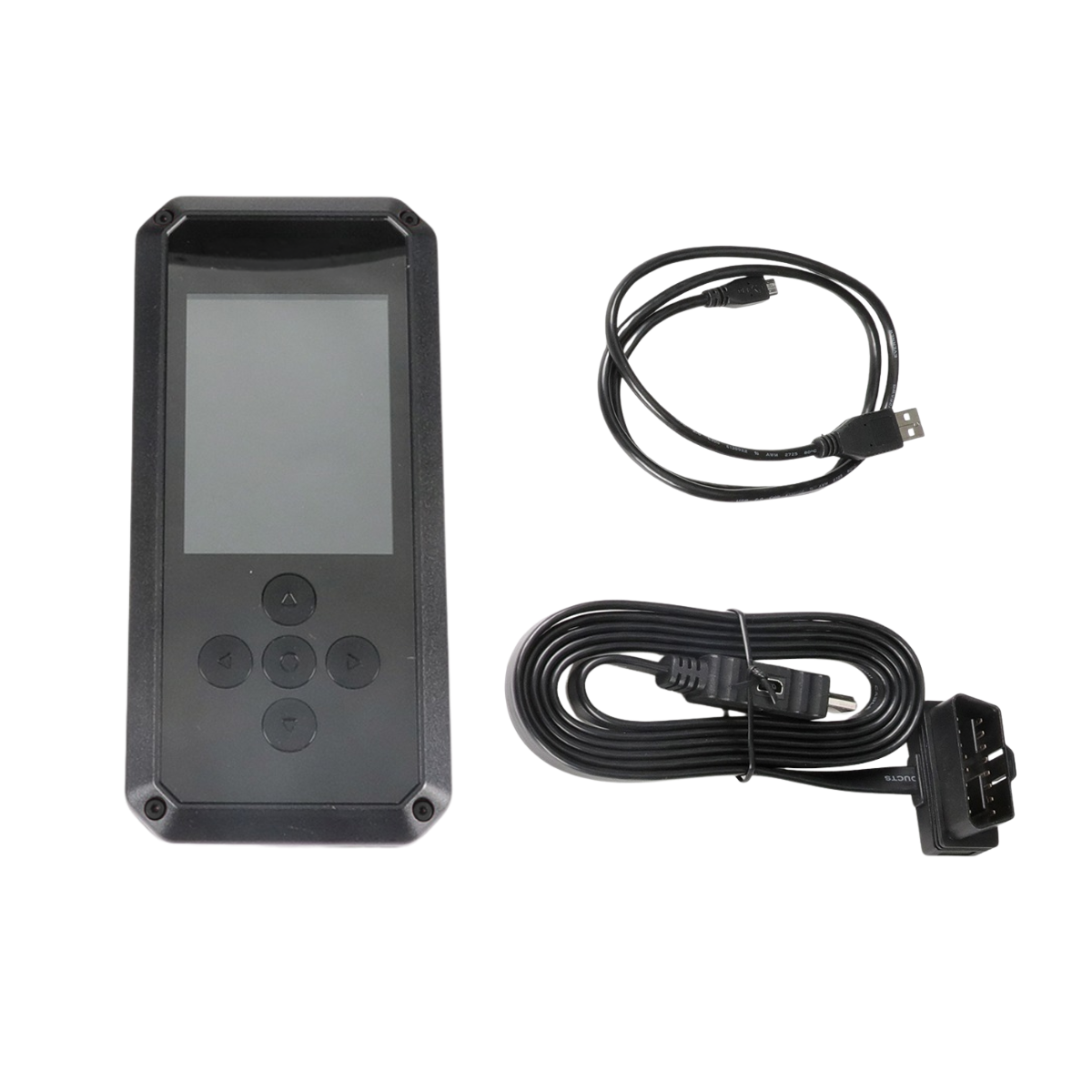 Powerstroke Performance Programmer kit with a device, OBD2 adapter cable and a USB cable