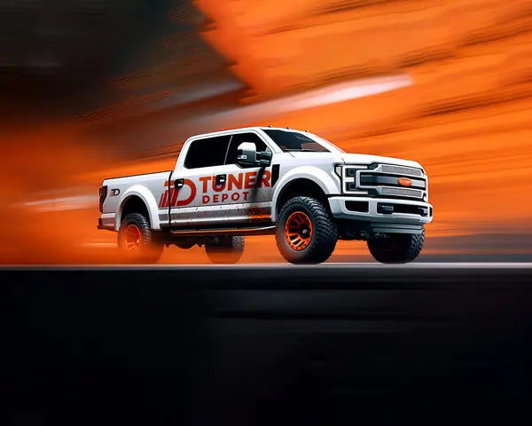 Load video: Video showcasing various features and benefits of Tuner Depot&#39;s aftermarket diesel performance tuners, with clips of high-performing trucks equipped with the tuner, highlighting the improved performance and efficiency.