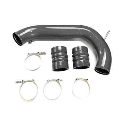 Ford 6.4L Powerstroke intercooler charge pipe kit components with cold side pipe, couplers and clamps