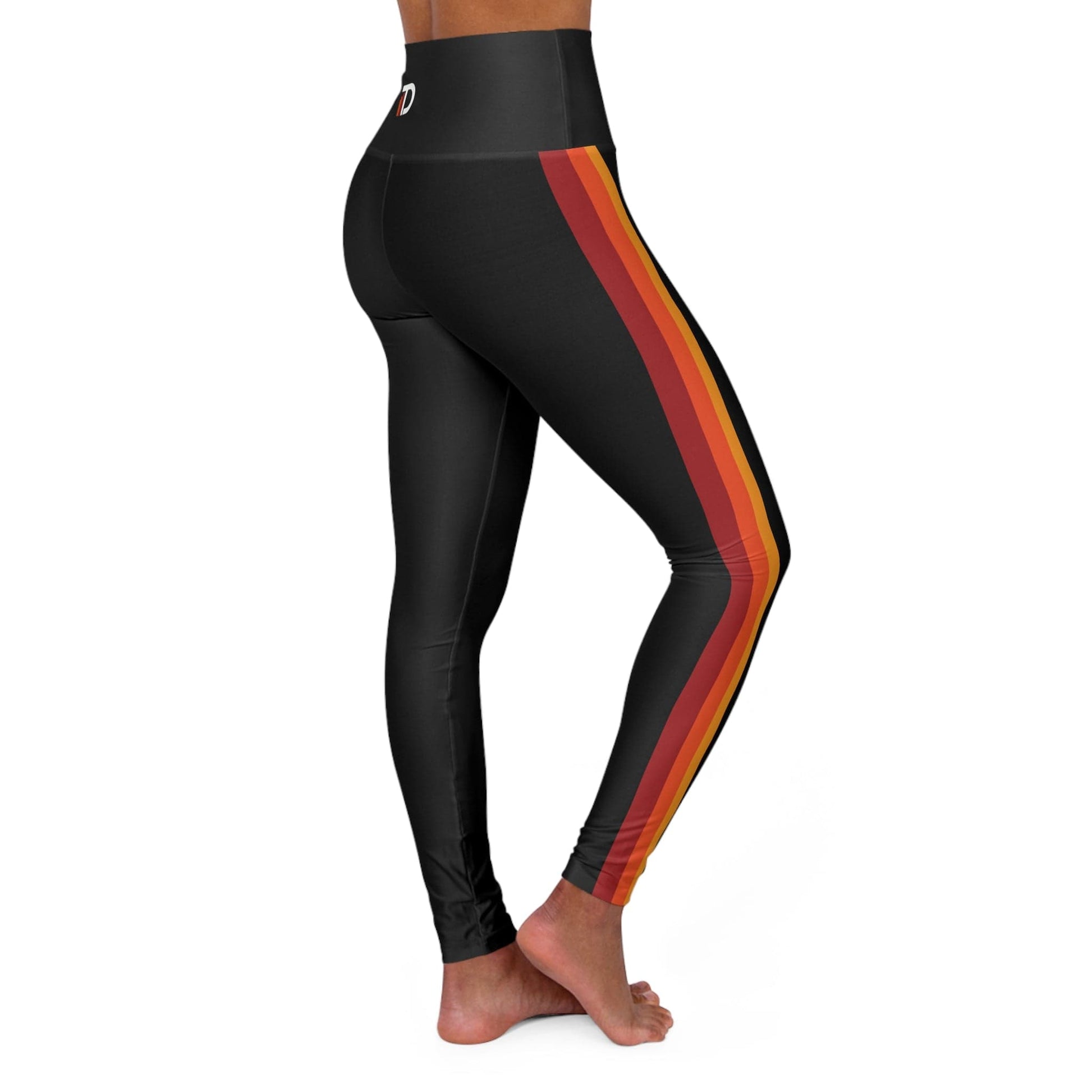 Printify All Over Prints High-Waisted Black Yoga Leggings with TunerDepot Side Stripe