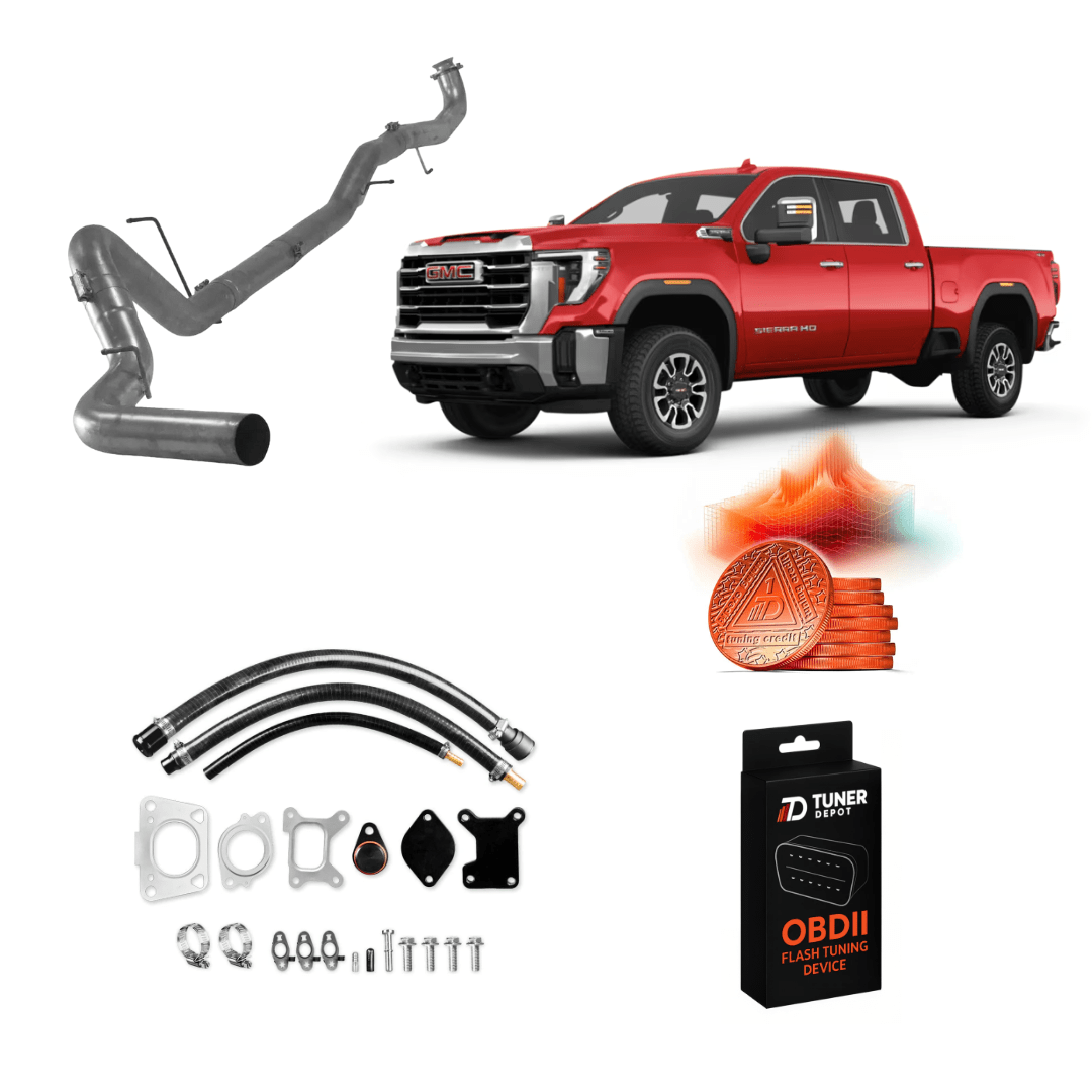 Tuner Depot All-in-one Kit 2024-2025 / 4-inch Downpipe-Back Exhaust GM Duramax L5P - All-In-One DPF/DEF/EGR Delete Kit (2017-2025)