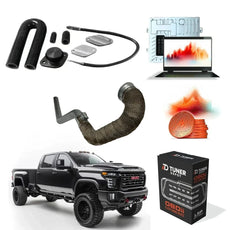 All components of the LM2 Delete Kit for 2020-2022 Duramax 3.0L engines, including EGR block-off plates, hardware and gaskets laid out on a surface.