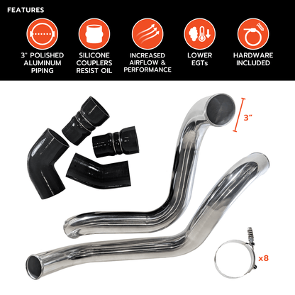 Tuner Depot Intercooler Pipe GM Duramax LB7 - Intercooler Pipe & Boot Kit (2002-2004)