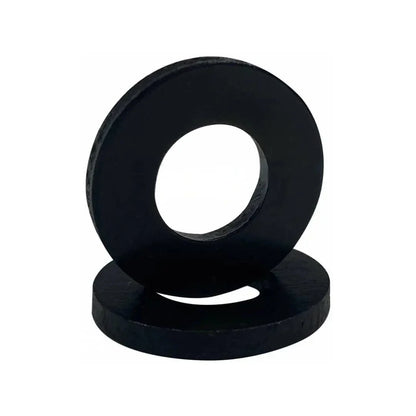Two black Head stud washers on a white background