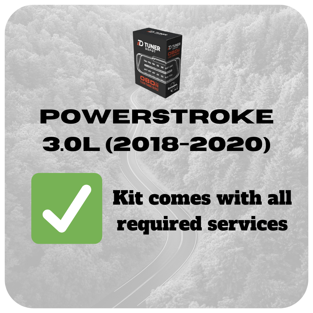 Tuner Depot  Tuner Powerstroke 3.0L (2018-2020) Ford - OBD2 Flash Emissions-On Tuning Kit (2003-2021)